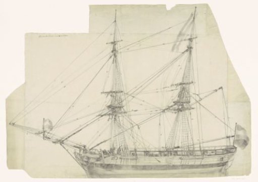 Two-masted ship of fourteen pieces