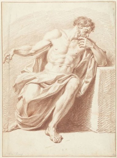 Study of a seated man with draped drapery