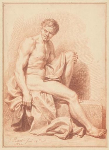 Seated nude man with drapery