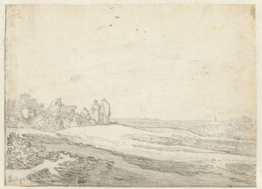 View at the Edge of the Dunes, with a Group of Persons on the Left