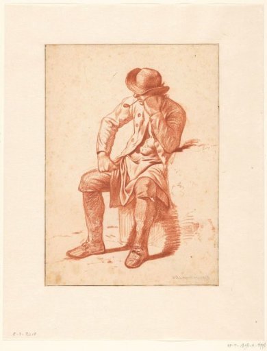 Seated farmer smoking a pipe