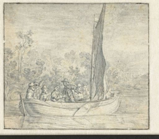 Company in a Small Sailboat on a River