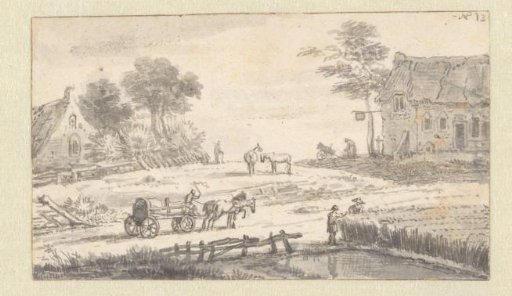 Country road with a house and an inn