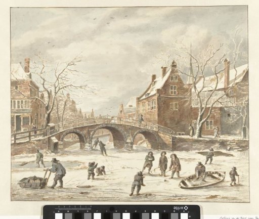 Ice skating on the corner of Spui and Nieuwezijds Voorburgwal