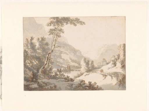 Mountain Landscape with a Castle Overlooking a River