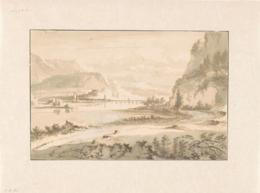 Mountain Landscape with a Stone Bridge over a River