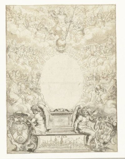 Design for a Title Page with Christ Surrounded by Figures