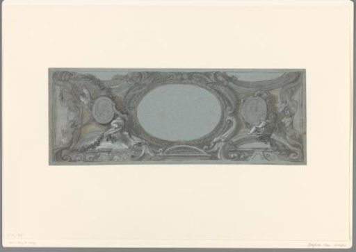 Design for a ceiling painting with cartouches and putti