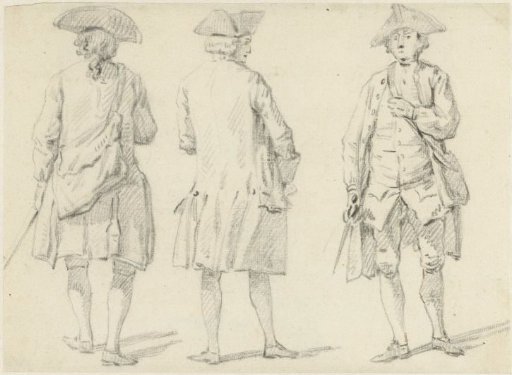 Study sheet with three standing figures