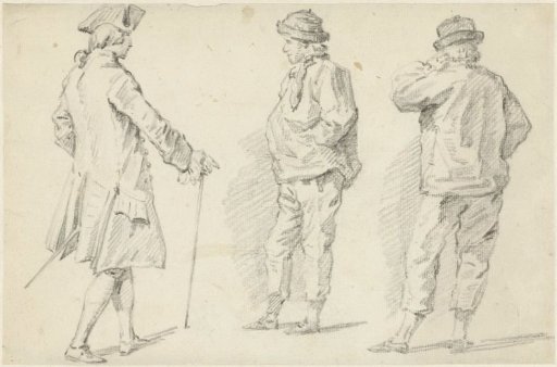 Study sheet with three standing figures