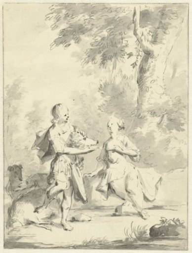 Meleager gives Atalanta the head of the Calydonian boar