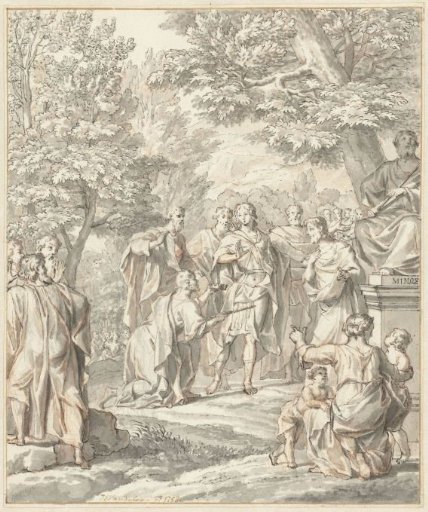 Telemachus refuses the crown and scepter of the Cretans