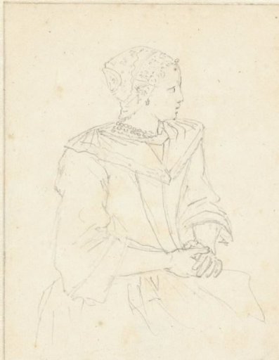 Seated North Holland peasant woman, in profile to the right