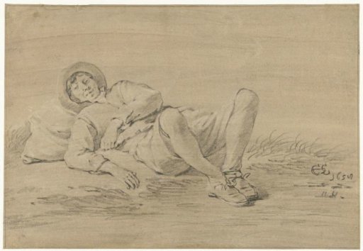 Reclining Man, Resting his Head on a Sack