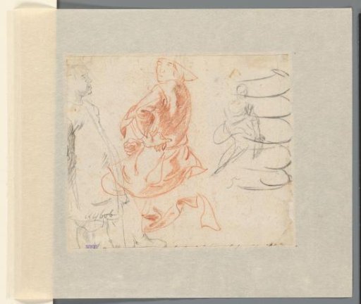 Study sheet with a man on horseback and a standing boy