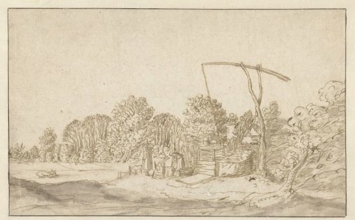 Landscape with a water well