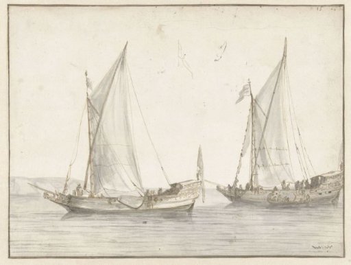 Calm sea with two yachts