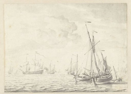 Seascape with several ships