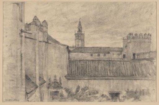 View of the walls of the Royal Palace in Seville