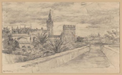 View of the gardens of the Royal Palace in Seville