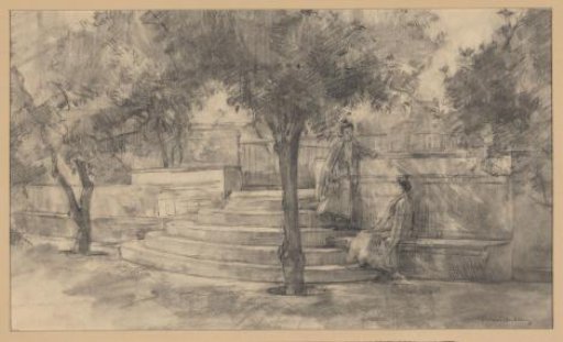 Pond in the garden of the Royal Palace in Seville