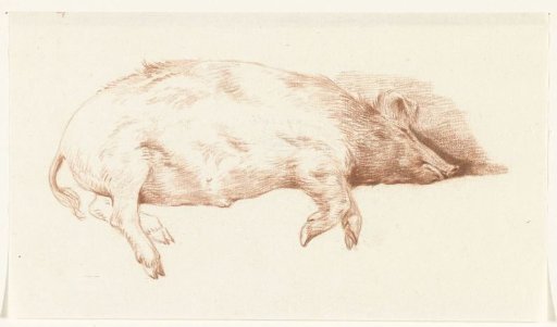 Reclining pig, facing right