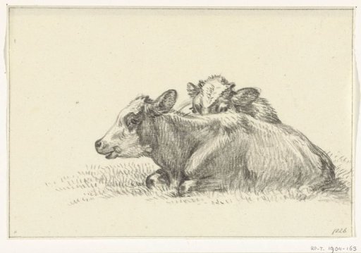 Two Recumbent Cows, the Foremost Facing Left