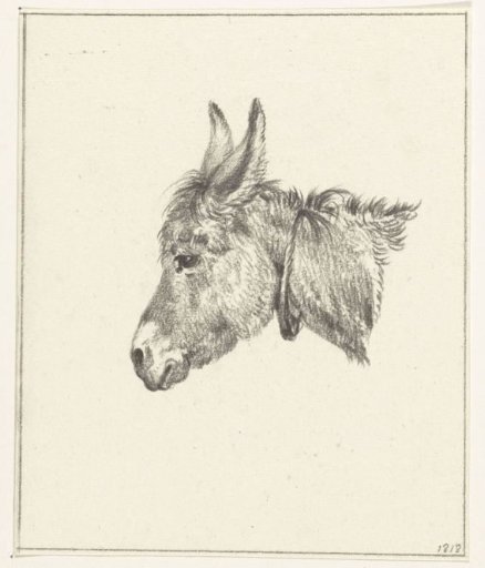 Head of a donkey, facing left