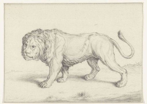 Walking lion, to the left