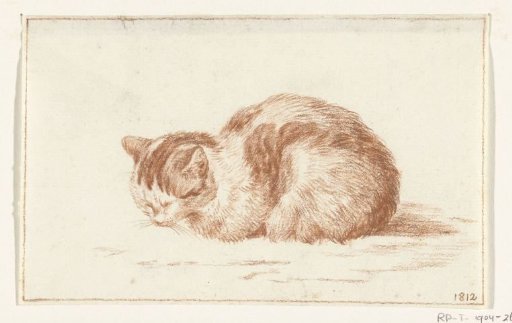 Reclining cat, facing left