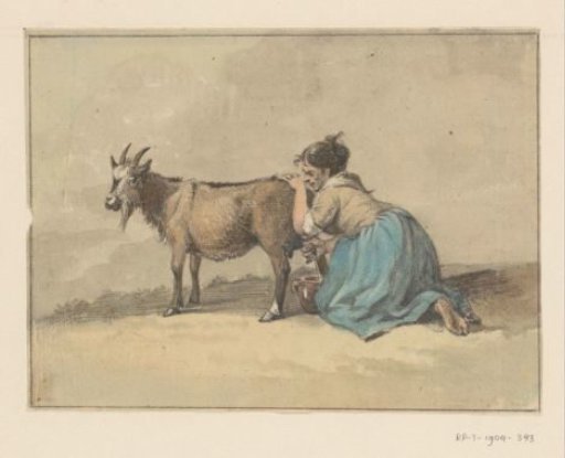 Woman milking a goat
