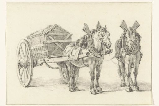 Horse with a cart, with a second sketch of the horse