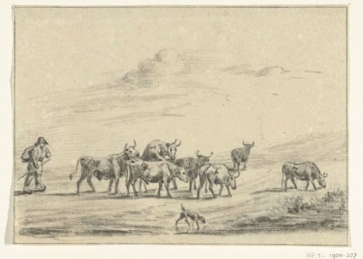 Cattle driver with a group of cattle
