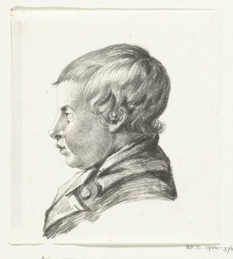 Bust of a boy, to the left
