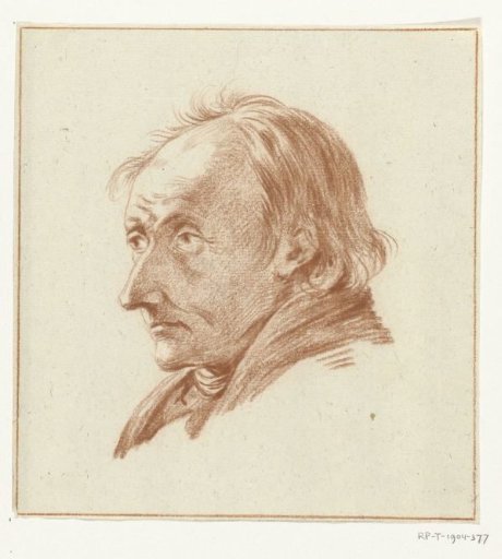 Bust of a man, to the left