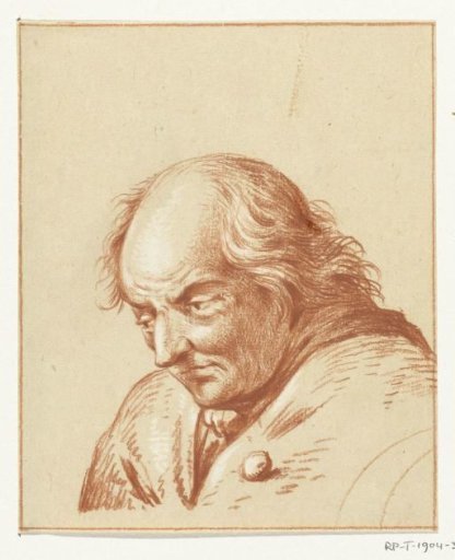 Bust of a man, looking down