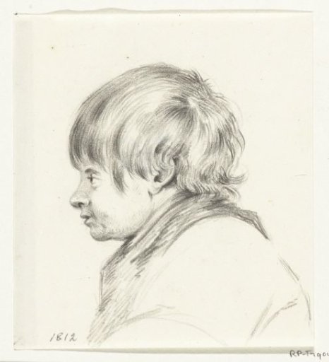 Bust of a boy, to the left