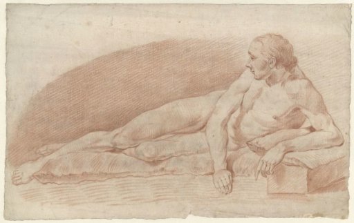 Recumbent male nude, facing right