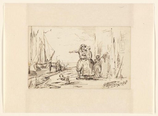 Fisherman saying farewell to his wife on a quay