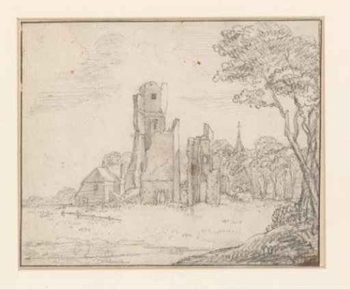 View of the ruins of Huis ter Kleef near Haarlem