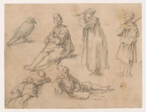 One Seated and Two Standing Boys
