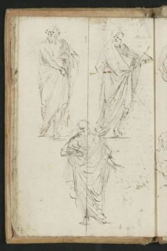 Three standing men in togas