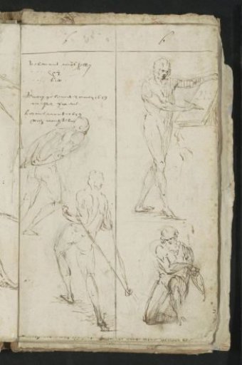 Men hauling loads and a man writing on a tablet