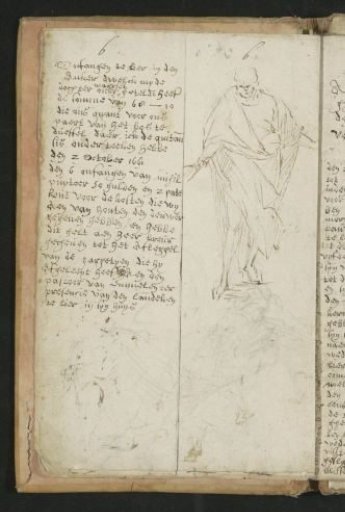 Man with outstretched arms in a toga