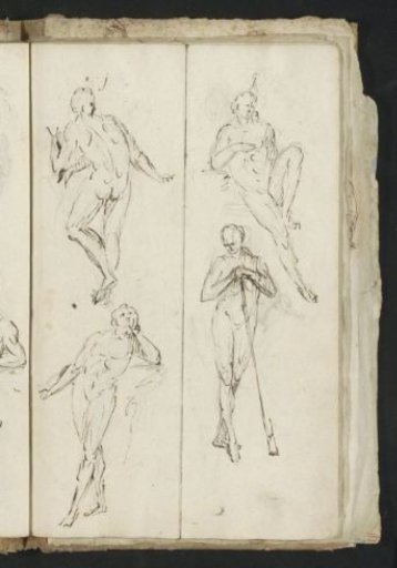 Four leaning nude men