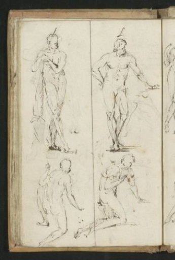 Two standing and two kneeling nude men
