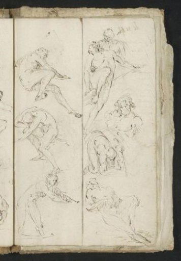 Study sheet with men in various poses