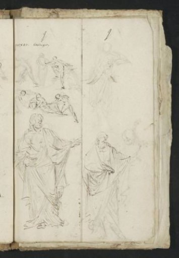Study sheet with men in togas and a river god