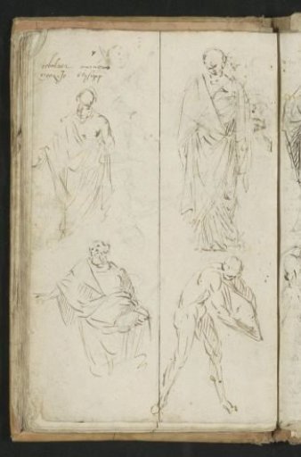 Figures in togas and a standing nude man carrying a tablet