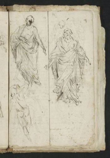 Figures in togas and a standing nude man